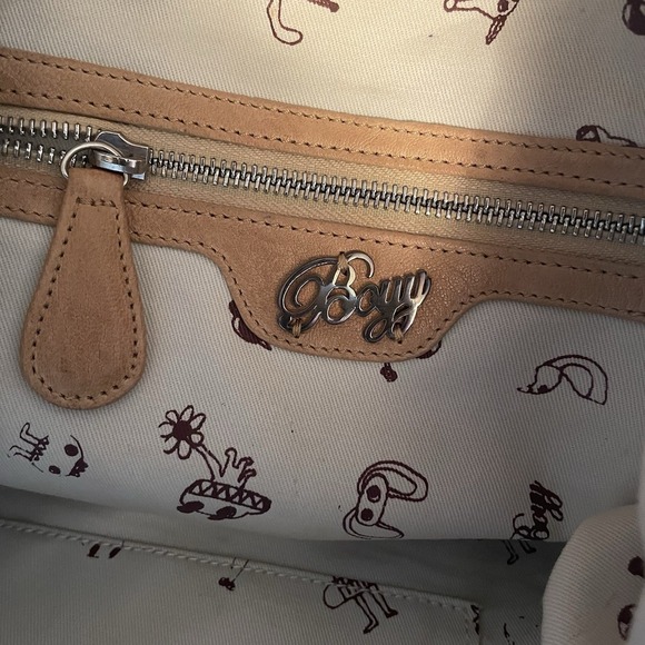 BOYY Brown Camel Tan Top Handle Soft Leather Large Tote Bag Purse Handbag - Picture 9 of 16